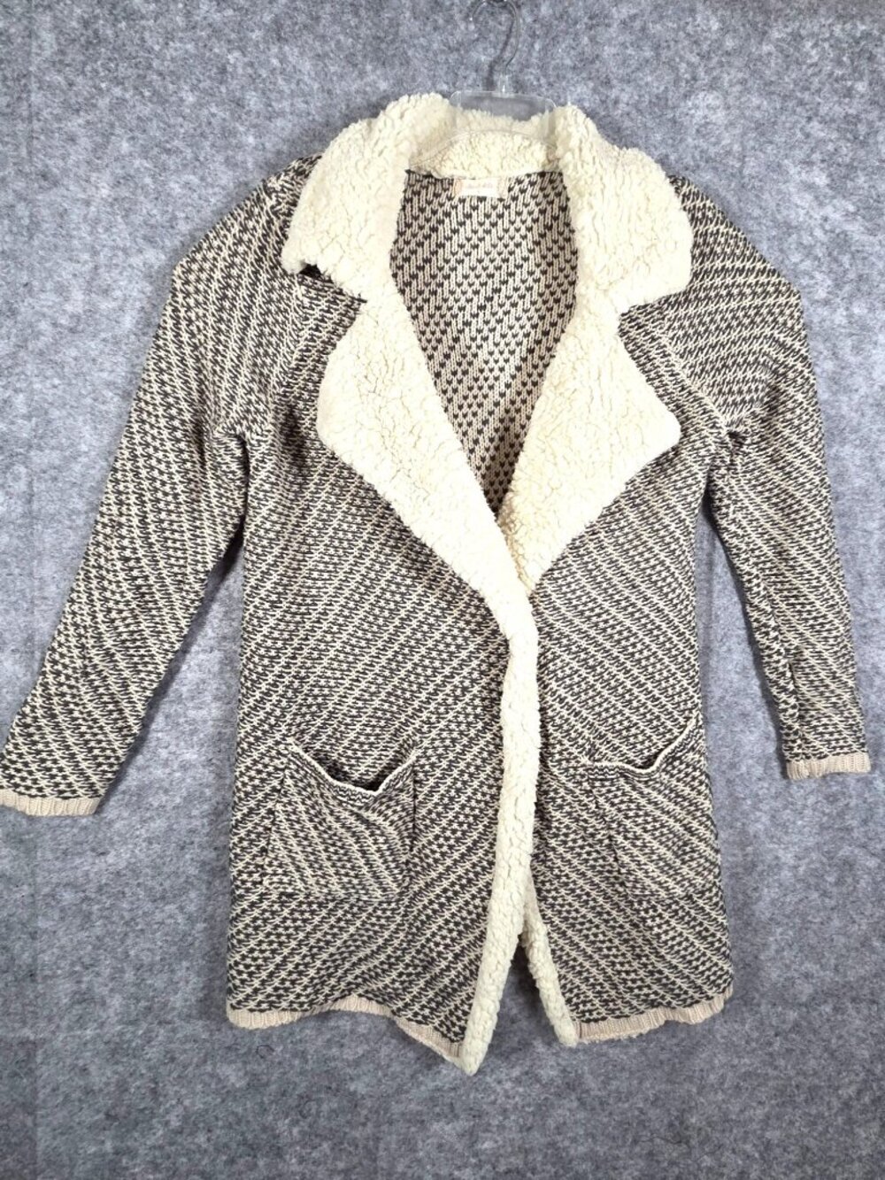 Altar'd State Sherpa Lined Collared Knit Cardigan medium jacket coat size L
